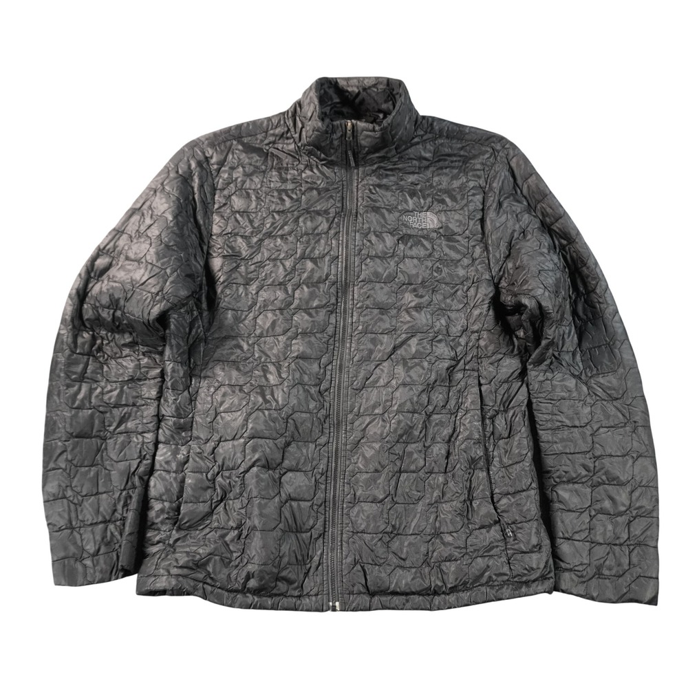 The North Face ThermoBall Eco Jacket Mens Medium Black Quilted Puffer Full Zip